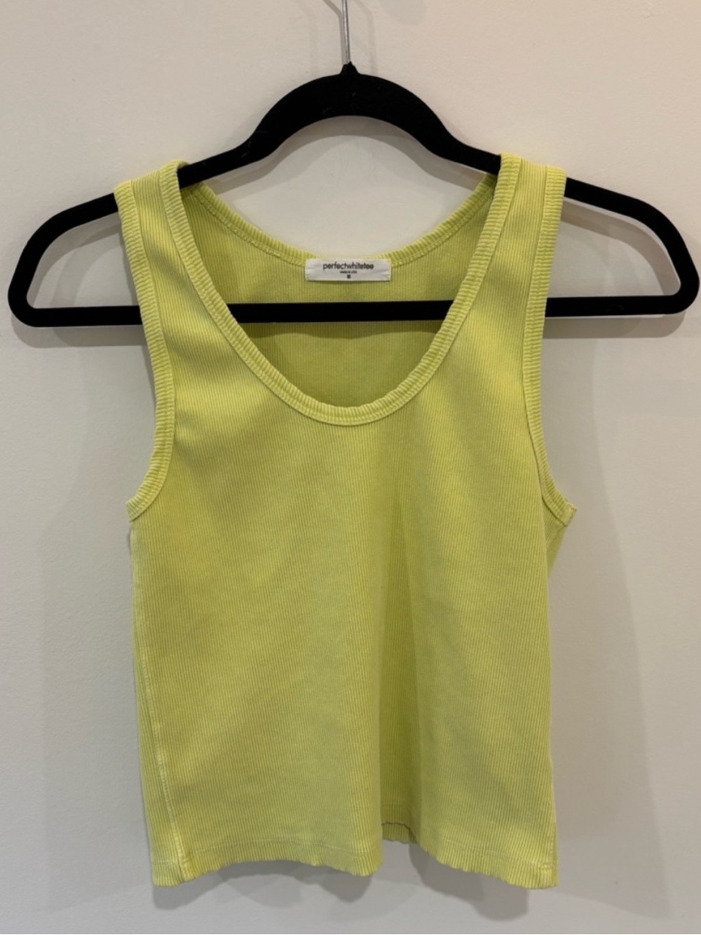 PERFECTWHITETEE Scoop Neck Ribbed Yellow Tank